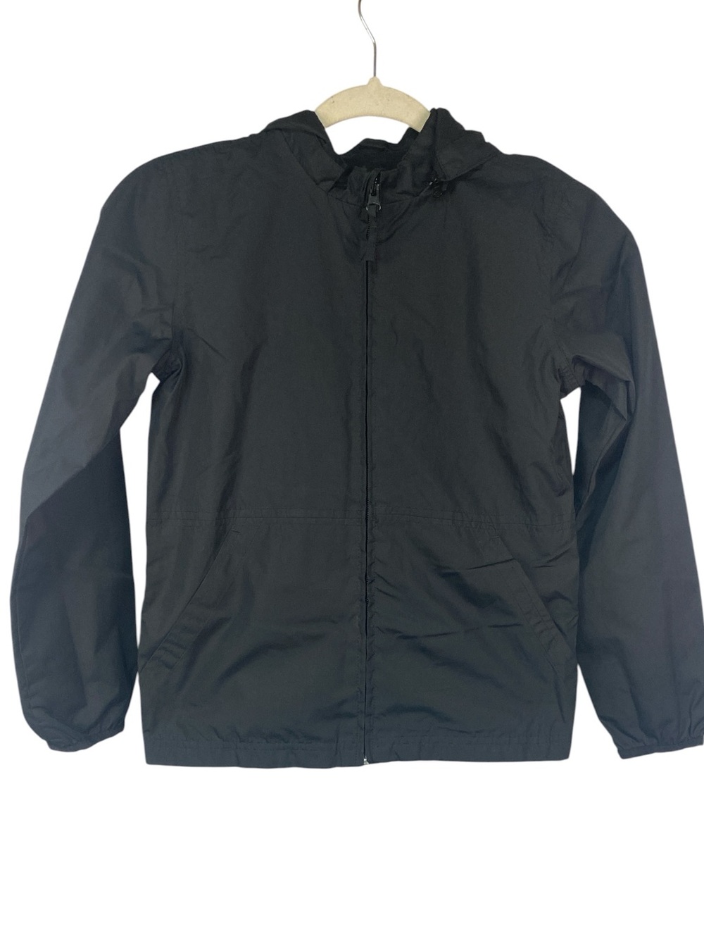 Magellan Outdoors Black Hooded Windbreaker Jacket Boys Small (8)